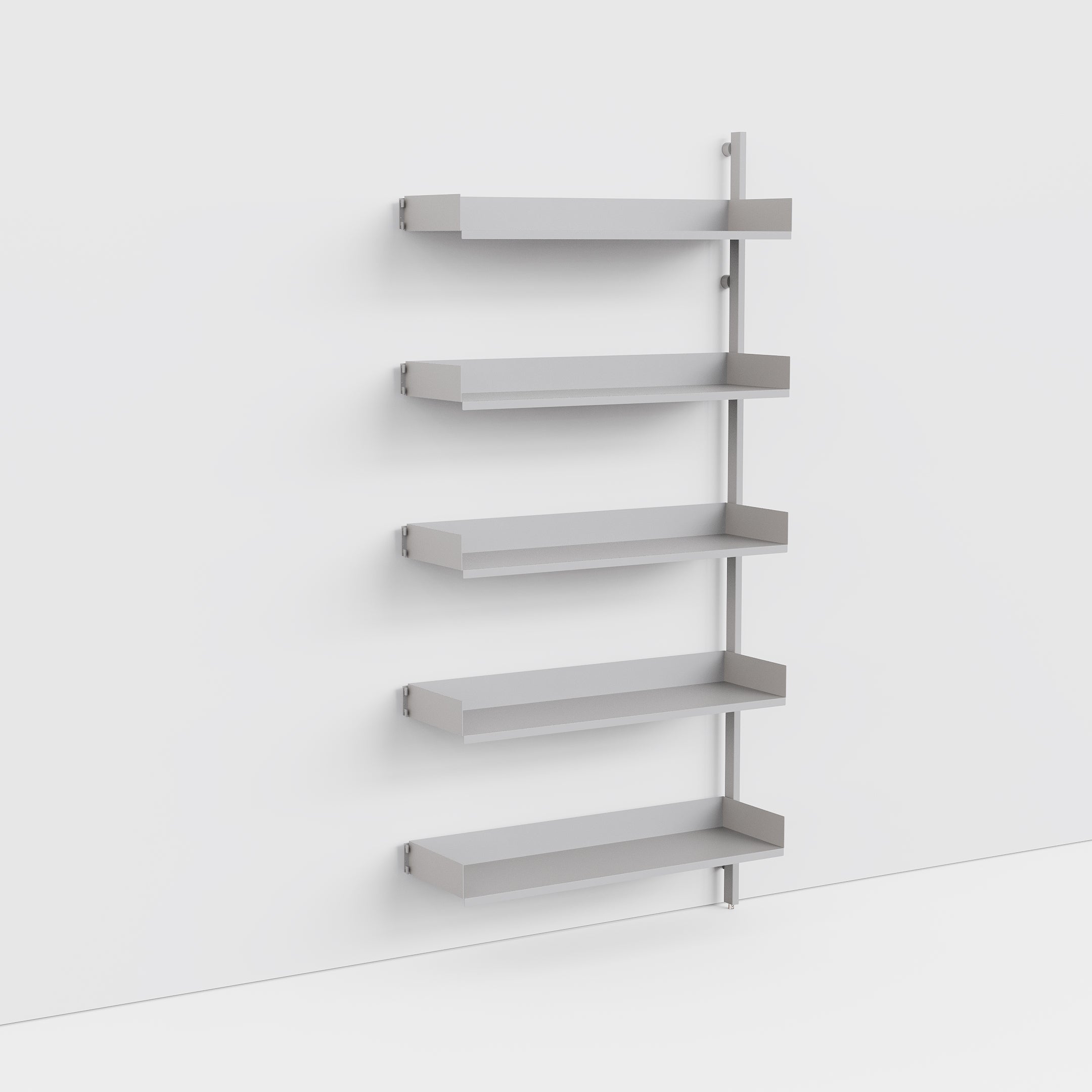 Slot Shelving 900 Extension unit in Silver powdercoat in a simple whitespace scene.
