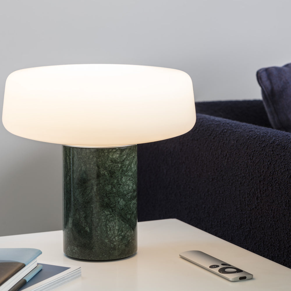 Small Solid Table Light Serpentine Green in Lounge setting