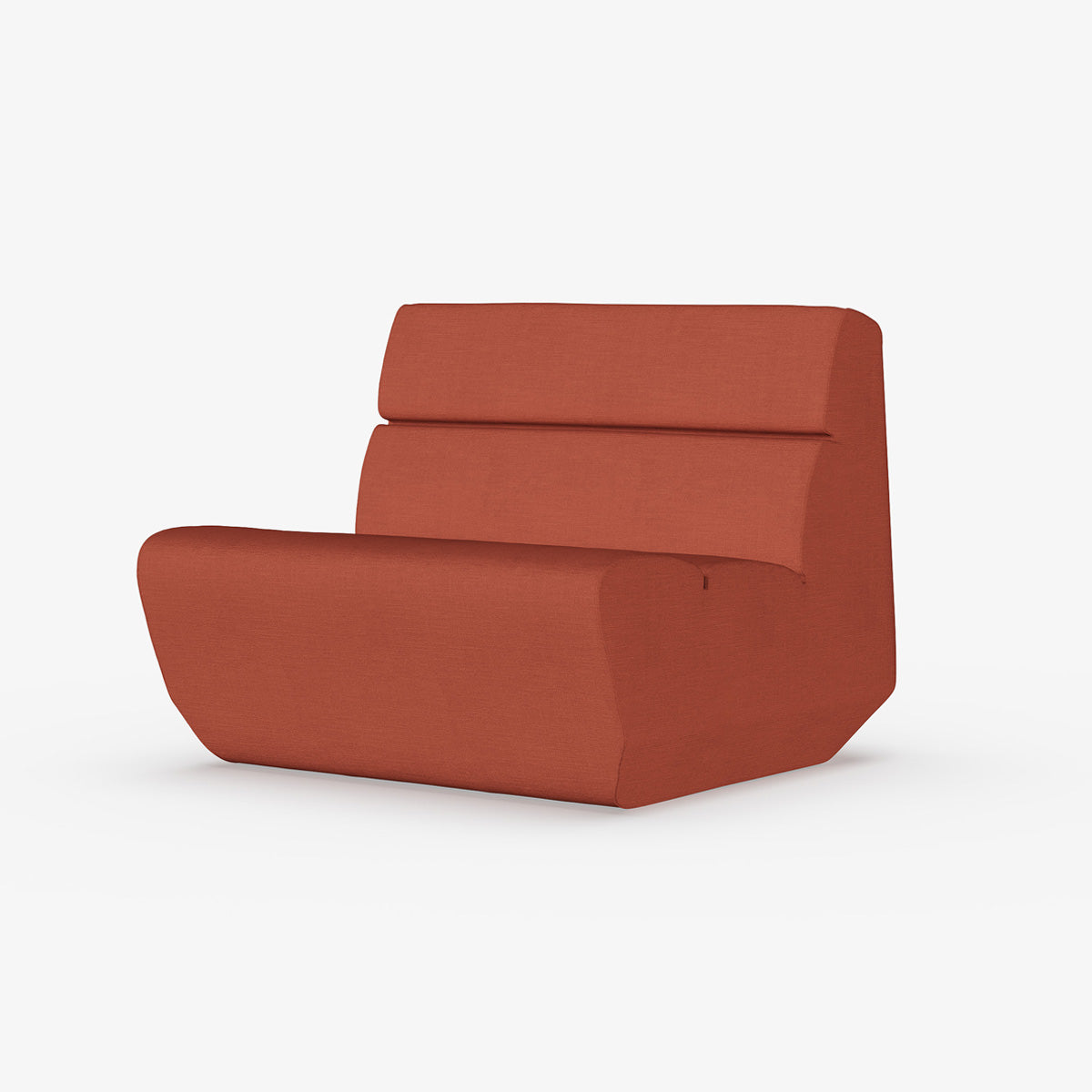 Odyssey sofa armchair in terracotta textured cotton fabric shown on a clean white background