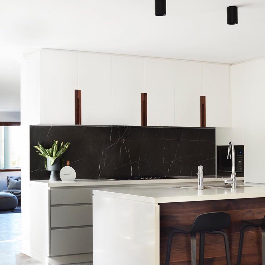 Modern kitchen interior with two black pendant light 