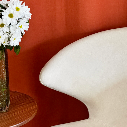 Ella  Lounge chair in Ultrasuede Doeskin detail  
