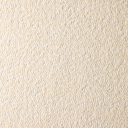 A close-up texture shot of the Cream Turf Boucle fabric, showing a fine knotted woven pattern.