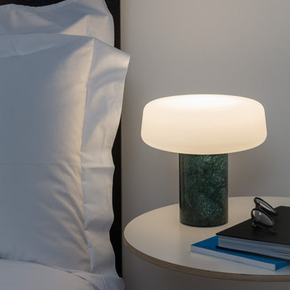 Solid table light Serpentine Marble on night stand 